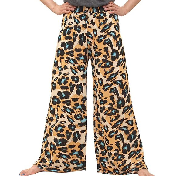 Wide Leg Palazzo Pants Leopard Print One Size - Picture 4 of 4